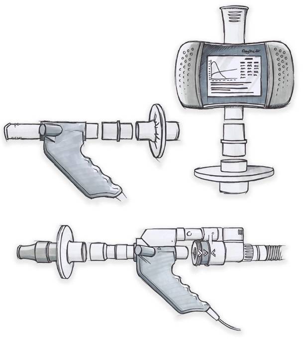 Tecknad bild visar spirometri easy one